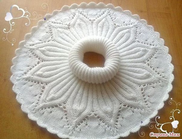 Красивая ажурная манишка спицами Красивая ажурная манишка спицами