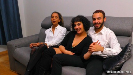 Jacquieetmicheltv - Azylis, 24, meets Jada ... Exoticism is what thrills the beautiful Azylis and her darling Aaron. The lovebirds of Brest, who had started smoothly in a first video, decided to continue to satisfy their fantasies together with a young lady in addition this time. Indeed, after reviewing our site, they fell in love with the athletic Jada, our Italian student in sexology. Obviously, the Transalpine agreed to frolic with them, something that excited him a lot! In the end, the small troop offers itself a moment of intense lust, with dyking, caresses or sodomy ...