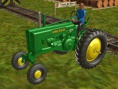 John Deere Tractor B with Farmer Scenery