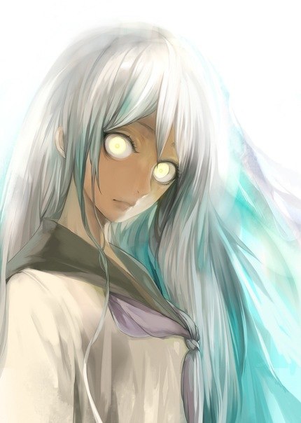 Anime girl with silver eyes