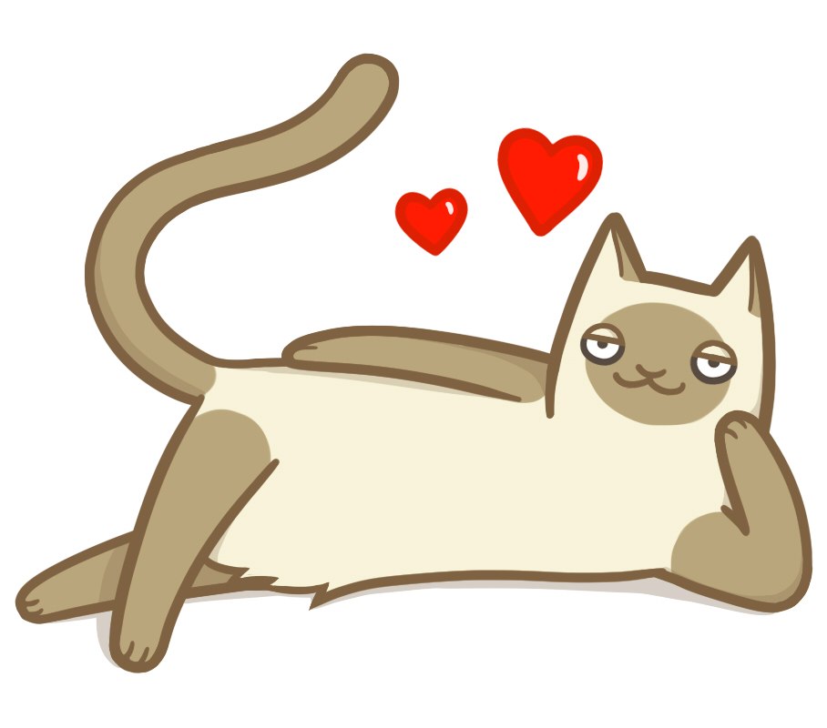 Кот с сердечками в глазах рисунок