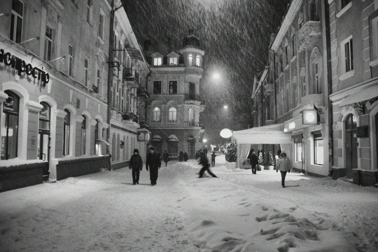 Засніжена вулиця. Тернопіль. Перший сніг 2013
