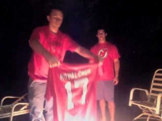 Ilya Kovalchuk Jersey shirt Burning after retires from NHL New Jersey Devils