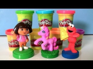 Play Doh My Little Pony Pinkie Pie MLP Dora the Explorer Stamper Sesame Street Elmo playdoh review