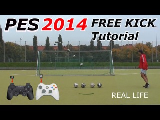 PES 2014 Free Kick Tutorial |real Life | Bale free kick | Ronaldo Knuckle ball Beckham Free Kick