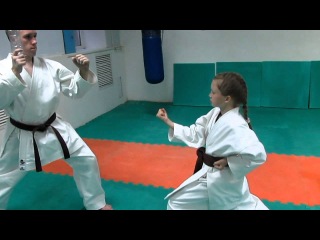 DrobyshevskyKarateSystem:BASSAI DAI-Bunkai Kumite-4-Gyaku Soto Uke-Knife Defense