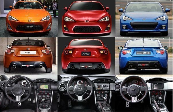 Внешние отличия Toyota GT86,Subaru BRZ,Scion FR-S