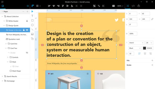 Lunacy

Бесплатное приложение для просмотра и базового редактирования Sketch-макетов на Windows. Можно открывать и сохранять макеты; менять организацию страниц и артбордов; рисовать, объединять и выравнивать объекты; добавлять и менять текстовые слои; экспортировать PNG, SVG, CSS и XAML. 

https://icons8.com/lunacy

#awd_tool