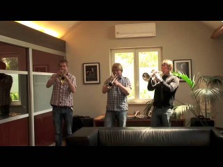 Janne Toivonen, Tero Lindberg, Jukka Eskola testing van Laar trumpets