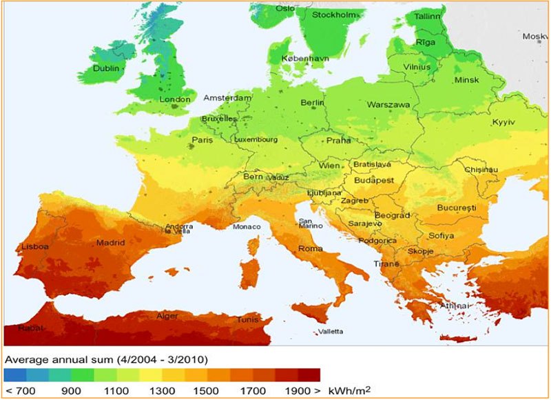 Количество солнечных дней в году карта мира