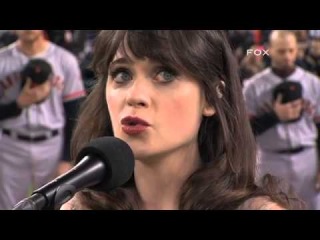 Zooey Deschanel sings anthem Game 3 of the World Series - 27 Октября, 2012