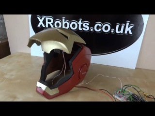 XRobots - Iron man Helmet motorized faceplate and light up eyes, electronics and mechanics