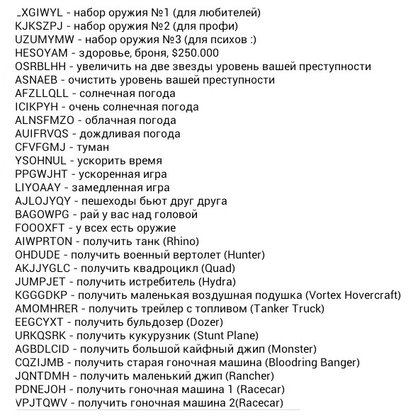 Коды на Гэтэа Санандрес