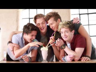 The Vamps have a milkshake and get a bit dirty on photoshoot
