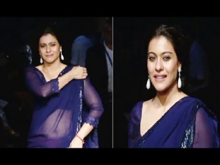 Kajol in low waist saree @ Lakme Fashion Week 2014 Grand Finale.