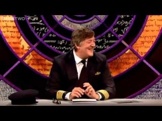 David Mitchell and Victoria Coren arguing with the screens - QI