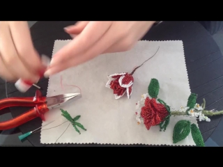 Роза из бисера. Часть 2_2. Бисероплетение. Beaded rose