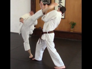 rotating around the center in karate kicking