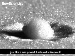 Crashing water drops form asteroid-like craters