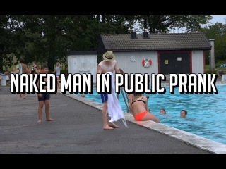 Naked man in public prank