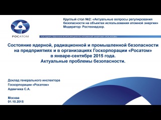 Ядерная, радиационная и промышленная безопасность Росатома в 2015 году (Адамчик)