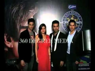 Hot sexy cute Alia Bhatt in red dress, Siddarth Malhotra, Varun Bhatt and Karan Johar pose at KBC6