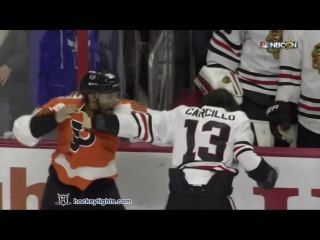 Daniel Carcillo vs Pierre-Edouard Bellemare Mar 25, 2015