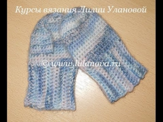 Варежки из ангорки Рыбки - Knitting mittens crochet - вязание крючком