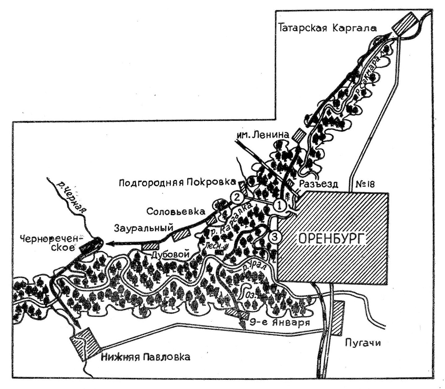 Схема турист. Туристическими маршрутами Оренбуржья.