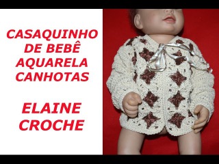 CASAQUINHO BEBÊ AQUARELA CROCHÊ CANHOTAS