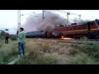 Aftermath Of a Railway Accident! Bike Burns away A Locomotive!