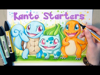 Speed Drawing Pokémon - Squirtle, Bulbasaur and Charmander