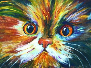 How to paint a Colorful Calico Cat #pawaugustart 60 minute step by step tutorial
