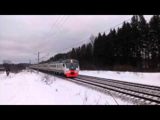 Электропоезд ЭД4М-0487 ЦППК перегон Селятино-Бекасово 1 6.02.2016, nf-777