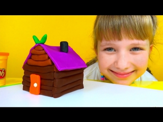 Play Doh Log Cabin House Baba-Yaga Плей До Пластилин Лепим домик Бабы Яги