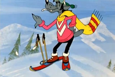 Ну погоди волк одевает коньки картинка