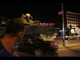 Turkey Coup - Footage From Inside Turkish Parliament Shows Airstrike Hitting + Tanks Run Over Cars