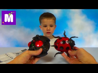 Жук Божья коровка на радио управлении ползает по потолку распаковка RC Lady Bag unboxing toy