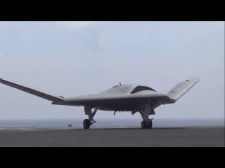 Fighting stealth drone X 47B Takeoff and landing on an aircraft carrier of the US Navy