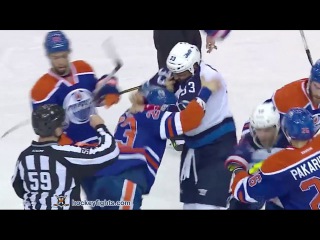 Dustin Byfuglien vs Matt Hendricks Feb 13, 2016