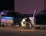 В Элисте пьяный водитель врезался в полицейский автомобиль