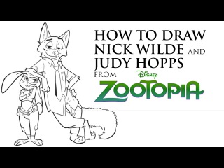 HOW TO DRAW DISNEY CHARACTERS - NICK WILDE AND JUDY HOPPS from ZOOTOPIA - EASY