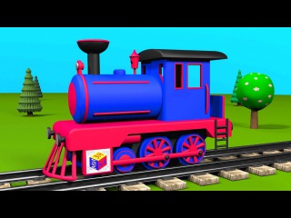 Trains for children: steam locomotive. Construction game educational cartoon for toddlers