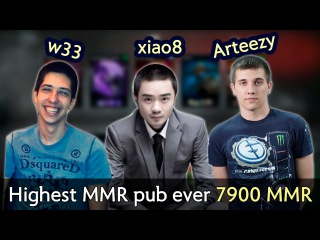Highest MMR pub ever with Arteezy, w33 and others — 7908 MMR Dota 2