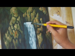 Learn How To Paint Waterfalls - Instruction Acrylic Lesson by JM Lisondra