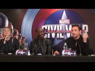 Press conference Captain America Civil War (Robert Downey Jr., Don Cheadle, Emily VanCamp)