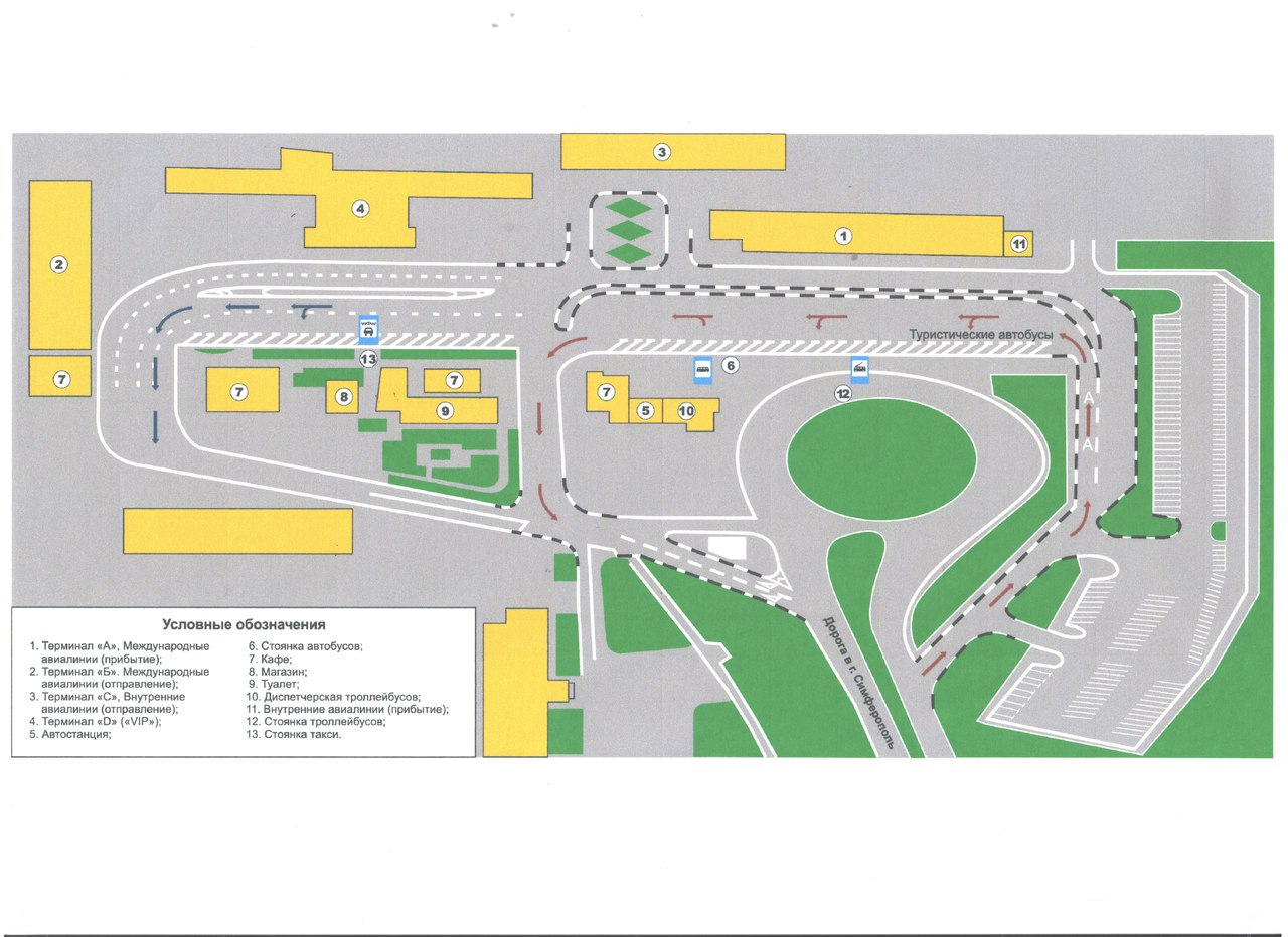 Схема движения в аэропорту симферополь