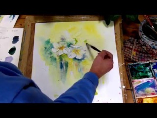 How to paint Hellebore Flowers Part 1, very loose wet into wet watercolour by Sheila Gill