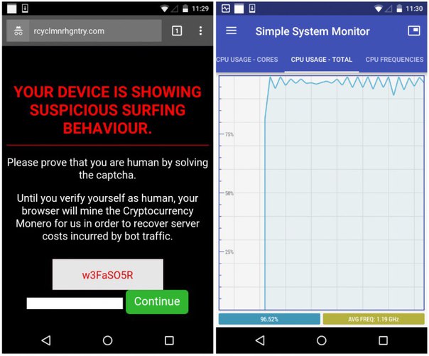 Выявлена сеть сайтов, для которых миллионы Android-смартфонов майнили Monero на тысячи долларов