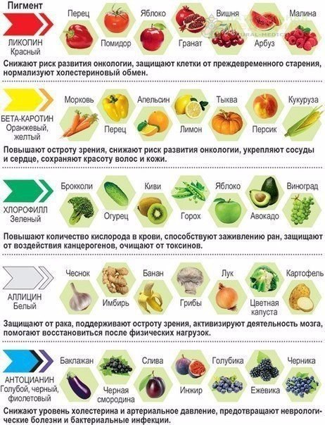 Пользa овощей по цвету